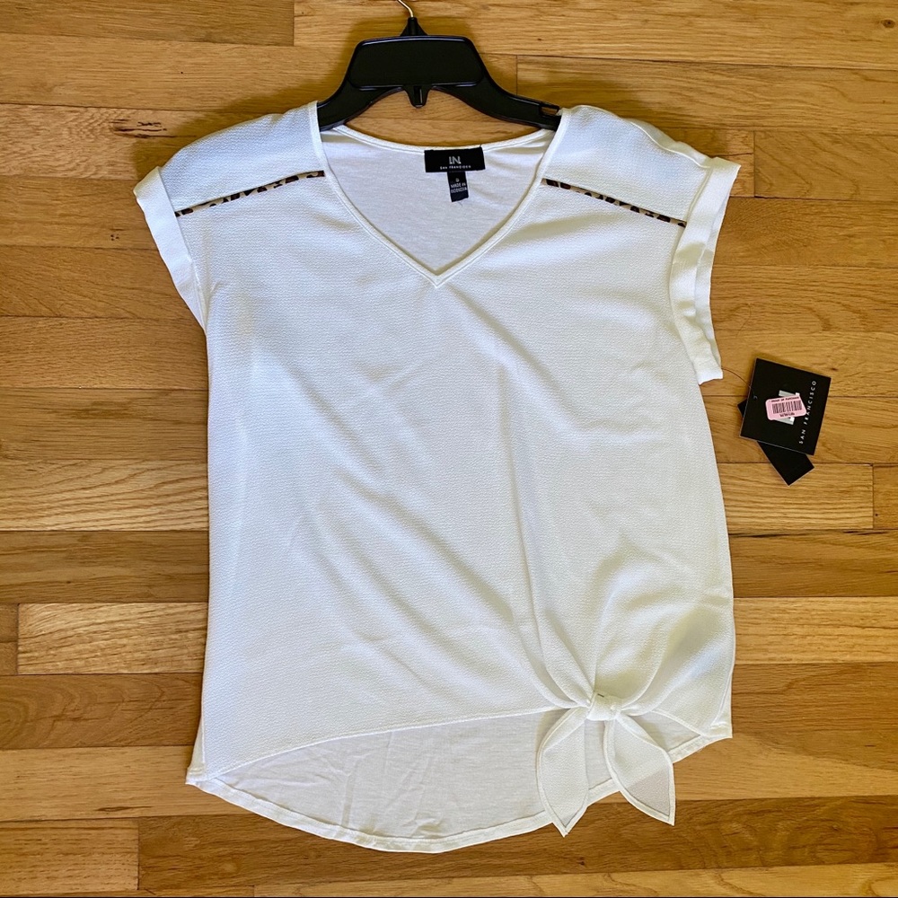 NWT I.N. San Francisco White Top w/ Cheetah Piping
